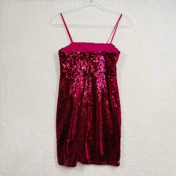 NWT Zara Womens Striped Sequin Dress Pink Red Mini Blogger Fave Cocktail Size S - Picture 7 of 16